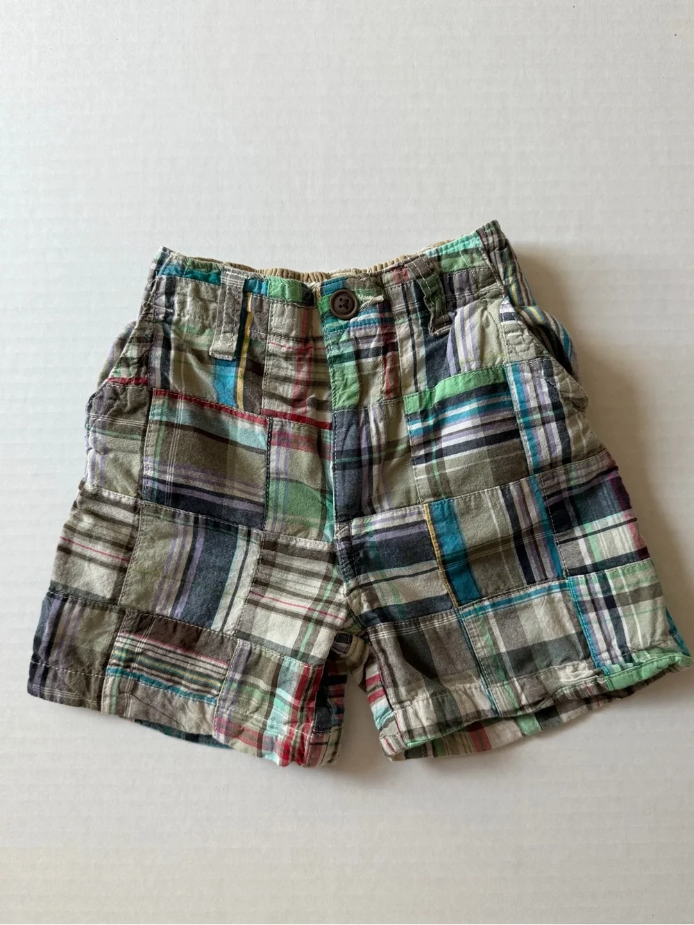 Y2K The Children’s Place 18M Patchwork Madras Plaid Shorts
